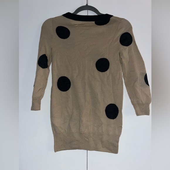Women’s J.Crew Polka Dot Crew Neck Pullover Sweater Size XXS Camel w/ Black Dots - Picture 3 of 4
